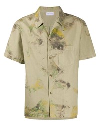 Camicia a maniche corte effetto tie-dye verde oliva di John Elliott