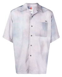 Camicia a maniche corte effetto tie-dye viola chiaro di Oamc