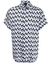 Camicia a maniche corte geometrica bianca di Emporio Armani