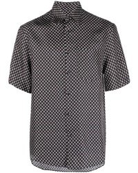 Camicia a maniche corte geometrica nera di Lanvin
