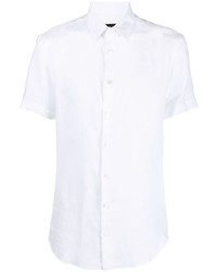 Camicia a maniche corte in chambray bianca di Giorgio Armani