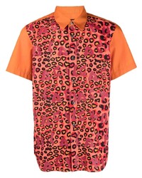 Camicia a maniche corte leopardata arancione di Black Comme Des Garçons