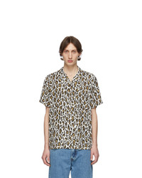 Camicia a maniche corte leopardata bianca