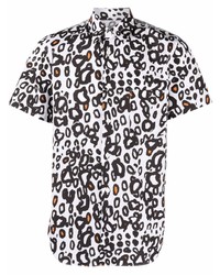 Camicia a maniche corte leopardata bianca di Black Comme Des Garçons