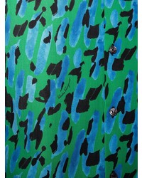 Camicia a maniche corte leopardata blu di Salvatore Ferragamo