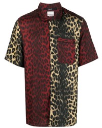 Camicia a maniche corte leopardata bordeaux di Ksubi