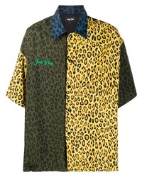 Camicia a maniche corte leopardata gialla di Just Don
