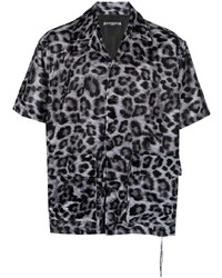 Camicia a maniche corte leopardata grigio scuro di Mastermind Japan
