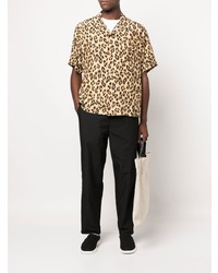 Camicia a maniche corte leopardata marrone chiaro di VISVIM
