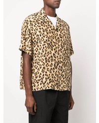 Camicia a maniche corte leopardata marrone chiaro di VISVIM