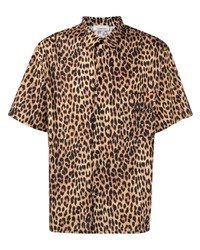 Camicia a maniche corte leopardata marrone chiaro di Laneus
