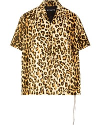 Camicia a maniche corte leopardata marrone chiaro di Mastermind Japan