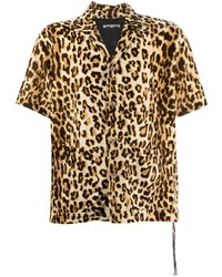 Camicia a maniche corte leopardata marrone chiaro di Mastermind World