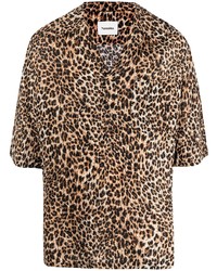Camicia a maniche corte leopardata marrone chiaro di Nanushka