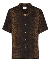 Camicia a maniche corte leopardata marrone scuro di Ksubi