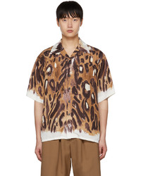 Camicia a maniche corte leopardata marrone di Marni