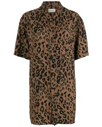 Camicia a maniche corte leopardata marrone di OSKLEN
