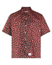 Camicia a maniche corte leopardata rossa