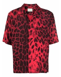 Camicia a maniche corte leopardata rossa di Aries