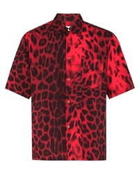 Camicia a maniche corte leopardata rossa di Aries