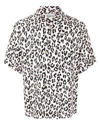 Camicia a maniche corte leopardata viola chiaro