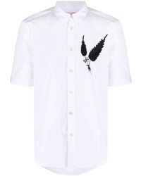 Camicia a maniche corte ricamata bianca di Alexander McQueen