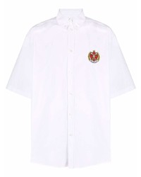 Camicia a maniche corte ricamata bianca di Balenciaga