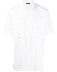 Camicia a maniche corte ricamata bianca di Emporio Armani