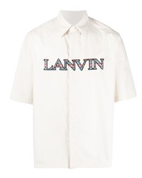 Camicia a maniche corte ricamata bianca di Lanvin
