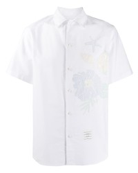 Camicia a maniche corte ricamata bianca di Thom Browne