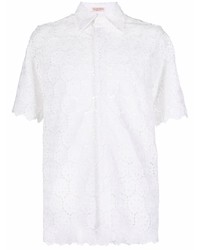 Camicia a maniche corte ricamata bianca di Valentino