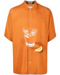 Camicia a maniche corte stampata arancione di Jacquemus