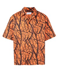 Camicia a maniche corte stampata arancione di John Elliott