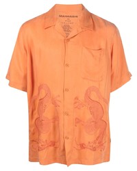 Camicia a maniche corte stampata arancione di Maharishi