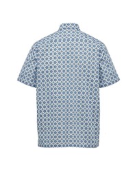 Camicia a maniche corte stampata azzurra di Prada