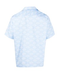Camicia a maniche corte stampata azzurra di Lacoste