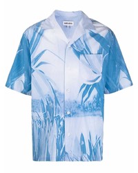 Camicia a maniche corte stampata azzurra di Kenzo