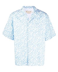 Camicia a maniche corte stampata azzurra di Marni