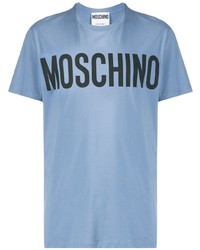 Camicia a maniche corte stampata azzurra di Moschino