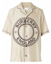 Camicia a maniche corte stampata beige di Burberry