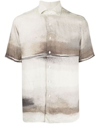 Camicia a maniche corte stampata beige di Corneliani