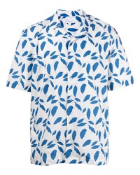 Camicia a maniche corte stampata bianca e blu di Sunspel