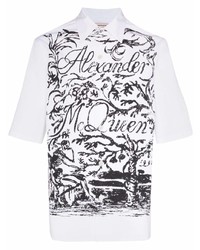 Camicia a maniche corte stampata bianca e nera di Alexander McQueen