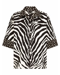 Camicia a maniche corte stampata bianca e nera di Dolce & Gabbana