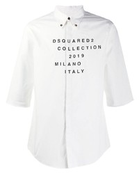 Camicia a maniche corte stampata bianca e nera di DSQUARED2