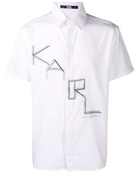 Camicia a maniche corte stampata bianca e nera di Karl Lagerfeld