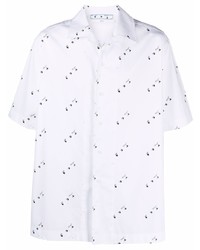 Camicia a maniche corte stampata bianca e nera di Off-White