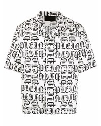 Camicia a maniche corte stampata bianca e nera di Philipp Plein
