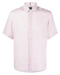 Camicia a maniche corte stampata bianca e rosa di BOSS