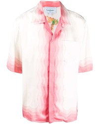 Camicia a maniche corte stampata bianca e rosa di Casablanca
